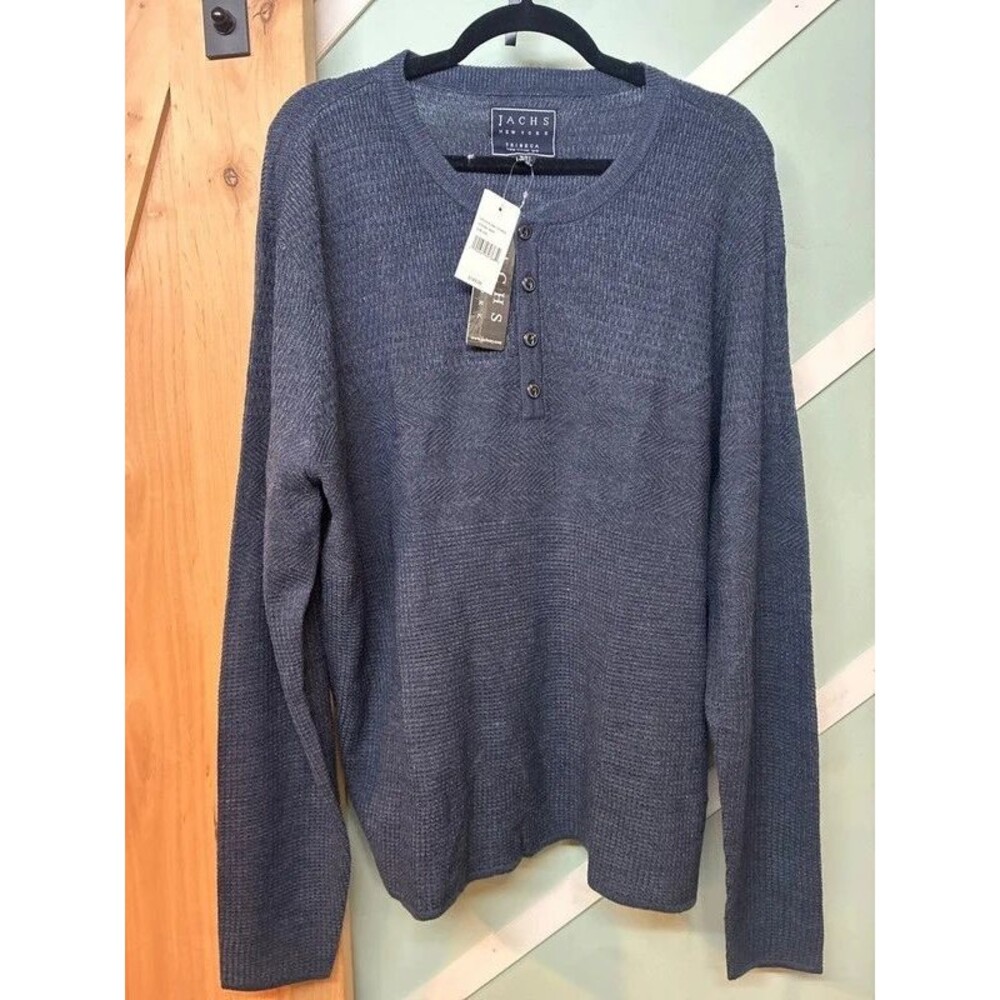 Men’s navy thermal button Henley 2XL XXL Big & Tall